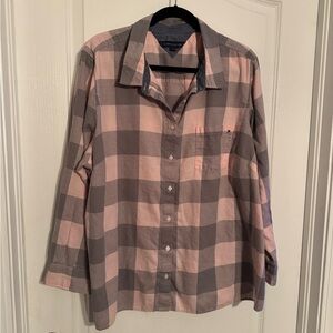Tommy Hilfiger 2X Gray & Pink Plaid Shirt
